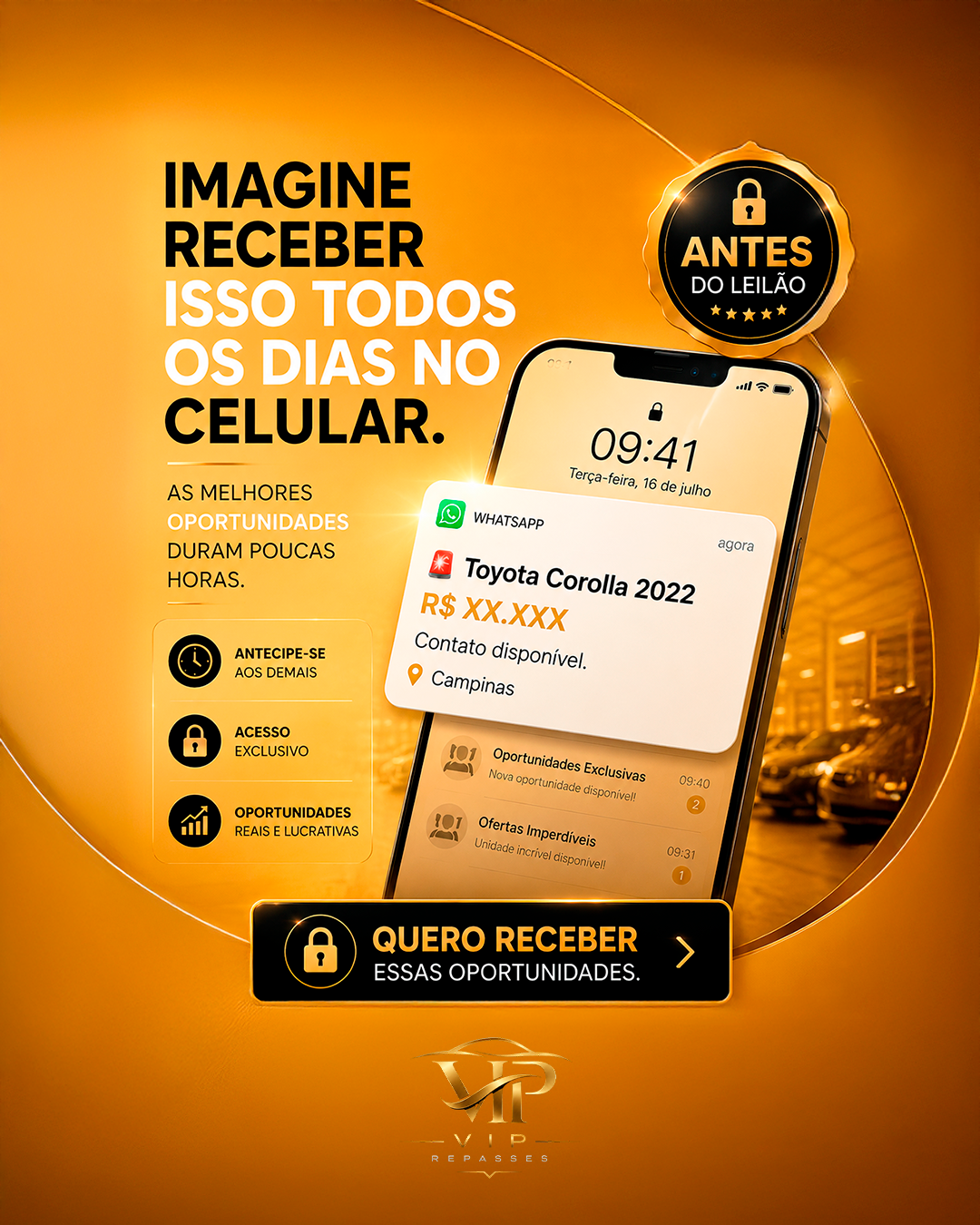 Arte VIP Repasses: imagine receber isso todos os dias no celular